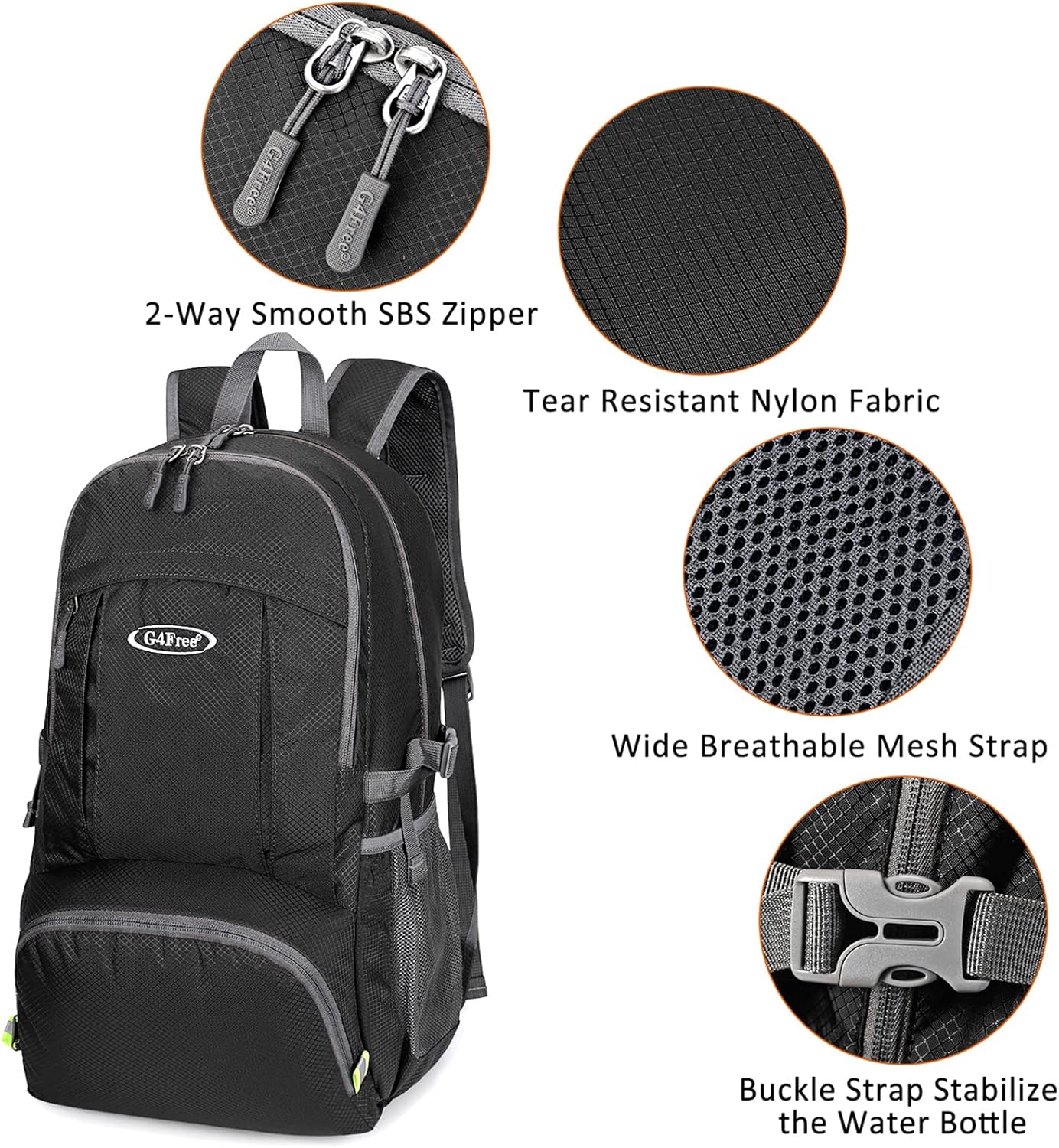 G4Free 40L Lightweight Packable Hiking Backpack, Waterproof Travel Daypack