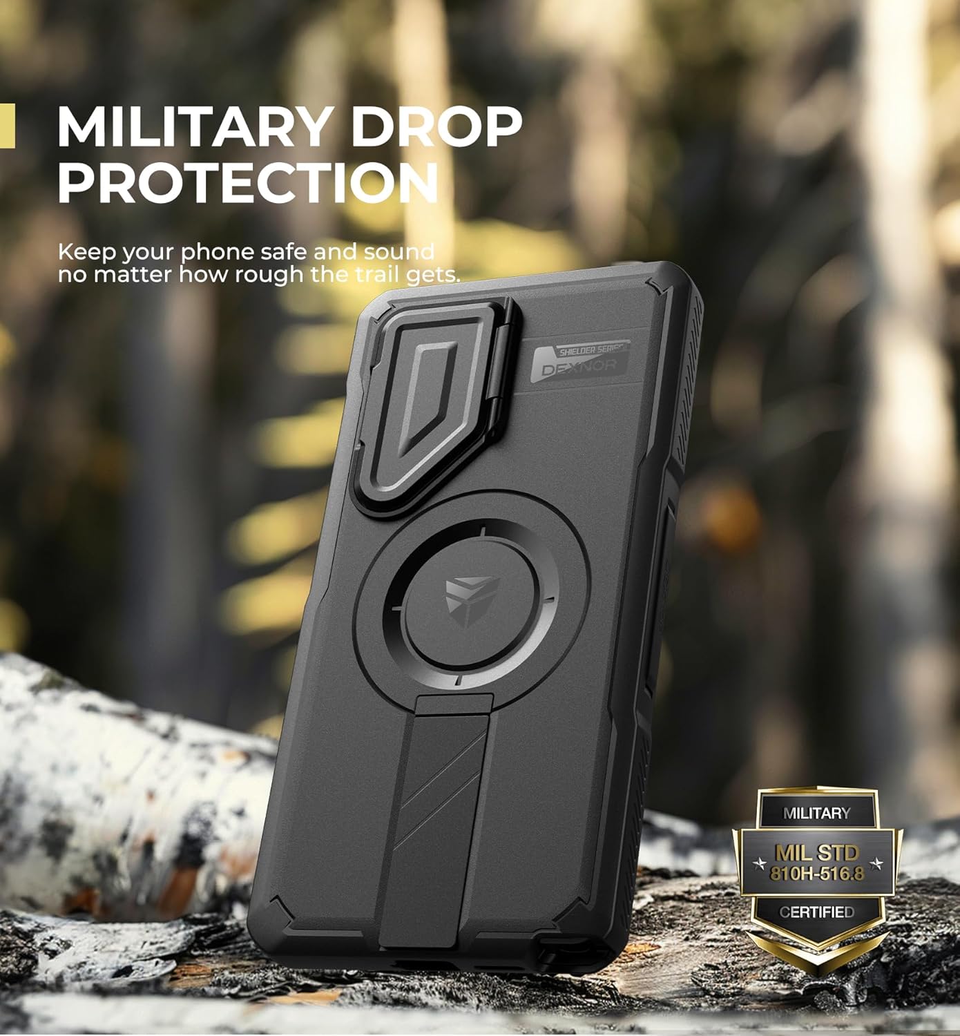Dexnor for Samsung Galaxy S25 Ultra Case with Camera Cover & Adjustable Kickstand & Built-in Screen Protector, Magnetic Rugged Shockproof Bumper Cases Heavy-Duty Magnetic Protective Cover(2025),Black