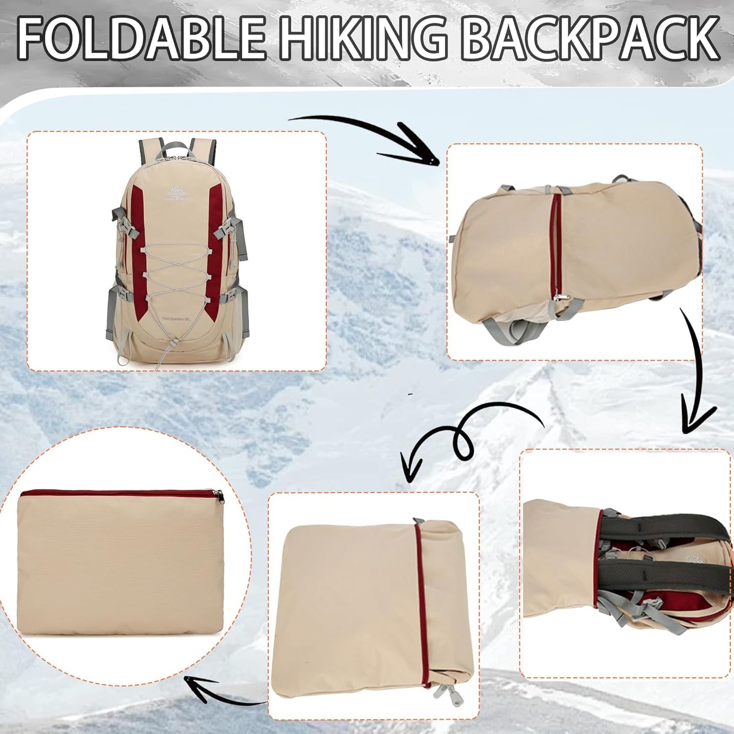 Packable Hiking Backpack 30L Foldable Travel Backpack Lightweight Hiking Dayback for Trekking