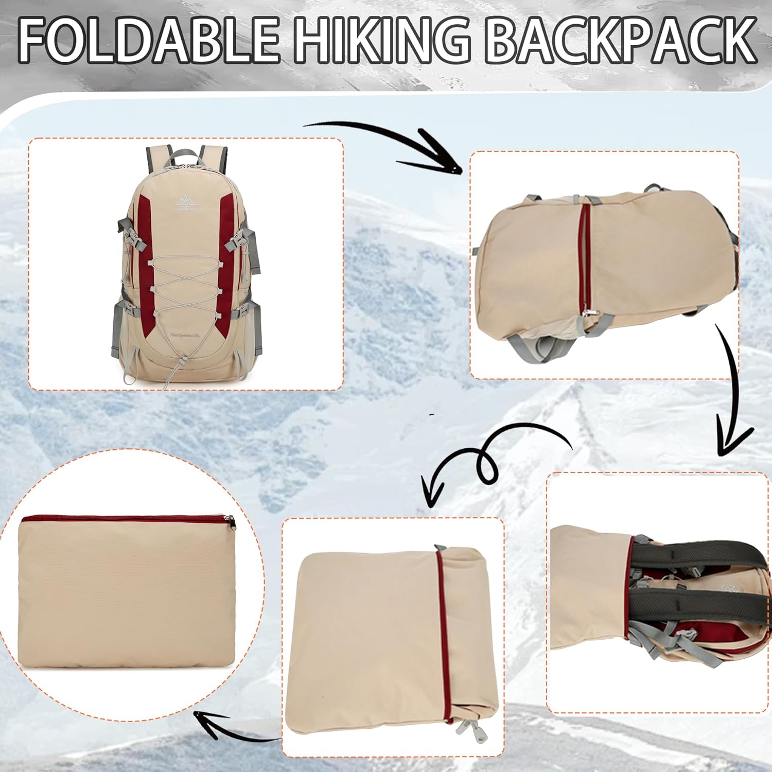 Packable Hiking Backpack 30L Foldable Travel Backpack Lightweight Hiking Dayback for Trekking