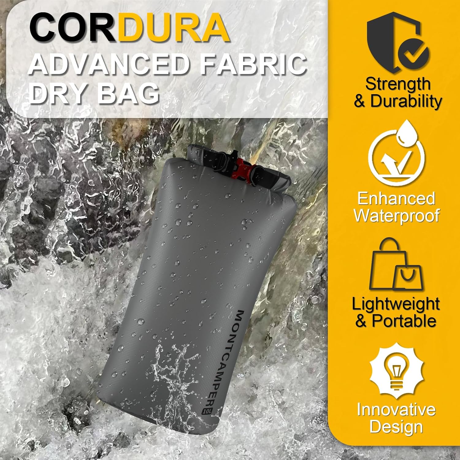 Waterproof Dry Bag with Survival Whistle-Enhanced Tear-resistant CORDURA Fabric-Lightweight Storage
