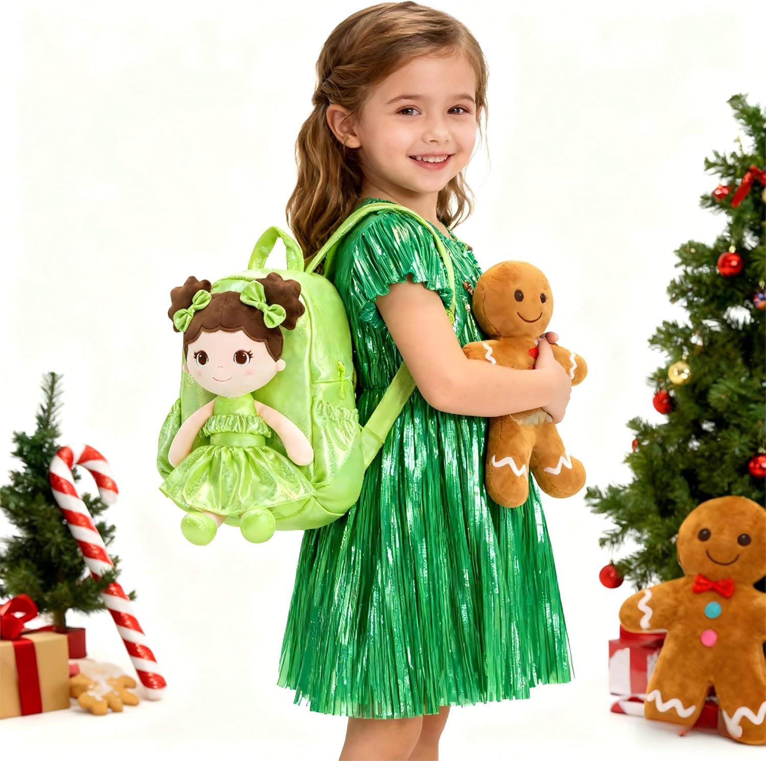 Lazada Toddler Backpack - Baby Girl Gifts Curly Fingerprints Plush Doll Dress Backpack - Fashion