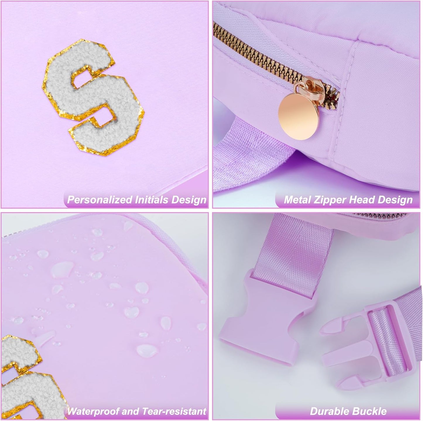 Gifts for Girls 3 4 5 6 7 8 9 10 11 12 Year Old Teens Kids Daughter Sister Her - Fanny Pack Crossbody Bag Cute Stuff for Girls Teen Trendy Belt Bags | Initial White S,Lavender Bag