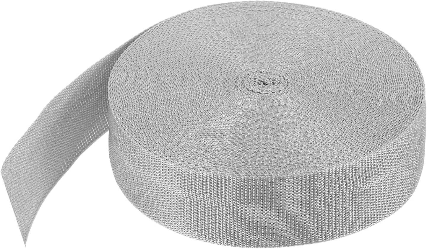 MECCANIXITY Lightweight Polypropylene Webbing Strap 2" 25 Yard Backpack Strapping Band Pale Grey for Outdoor Luggage Cargo Straps