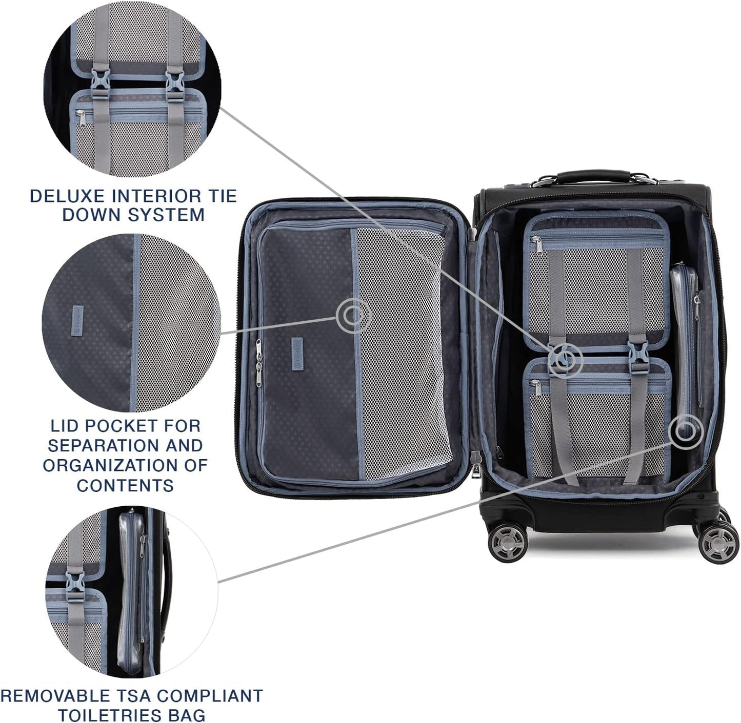 Travelpro Platinum Elite Softside Expandable Carry on Luggage, 8 Wheel Spinner Suitcase, USB Port