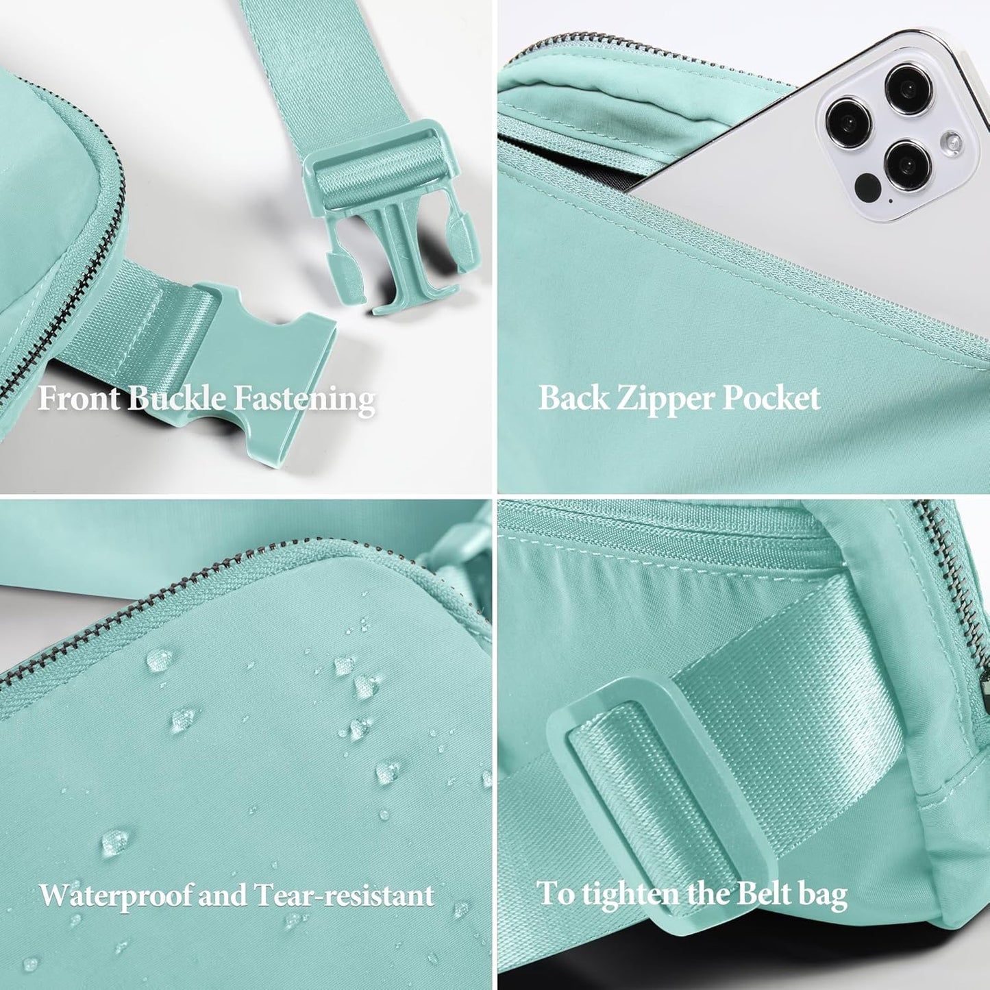 ODODOS Unisex Mini Belt Bag with Adjustable Strap Small Fanny Pack for Workout Running Traveling Hiking, Icing Blue