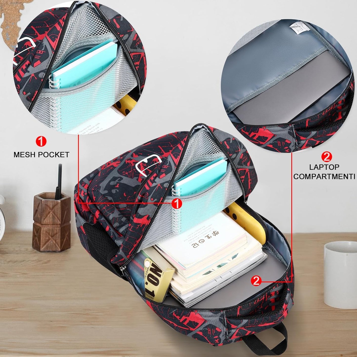 LEDAOU School Backpack for Boys Girls Kids Bookbag Elementary Primary Middle School Bag Travel Back Pack for Ages 6-14