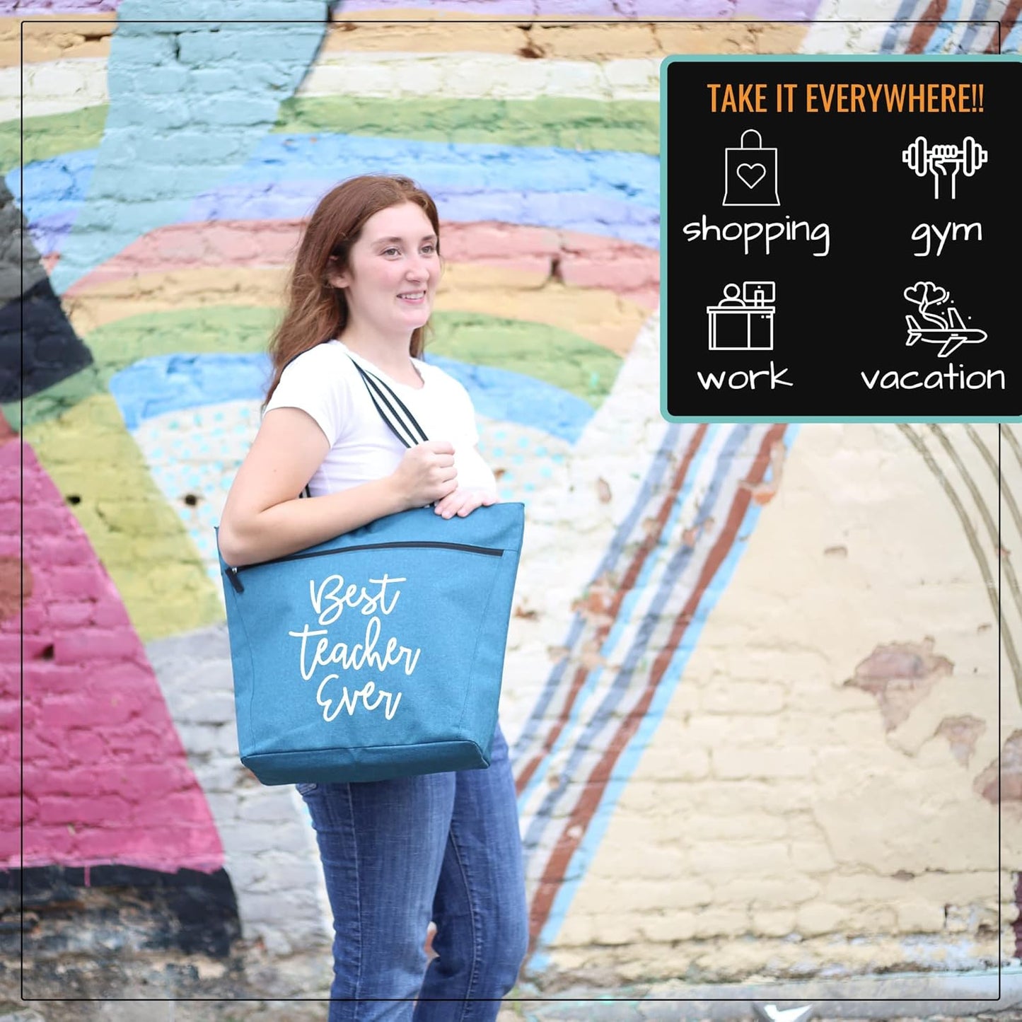 Brooke & Jess Designs Teacher Tote Bag for Work - Teacher Handbag Gifts for Women, Teacher Bag Best Teacher Appreciation Gift