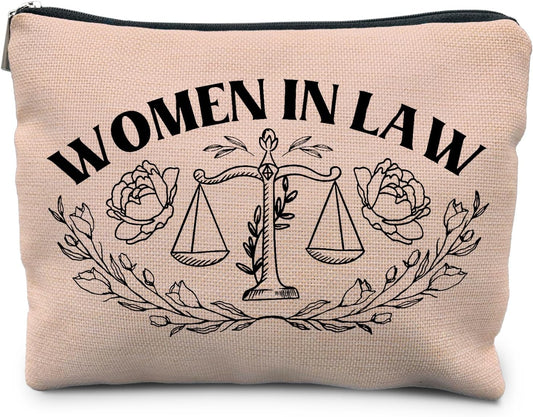 Lawyer Gifts for Women - Law Graduation & Future Lawyer Gift Set, Women in Law Cosmetic Bags Makeup Pouch (Pink)