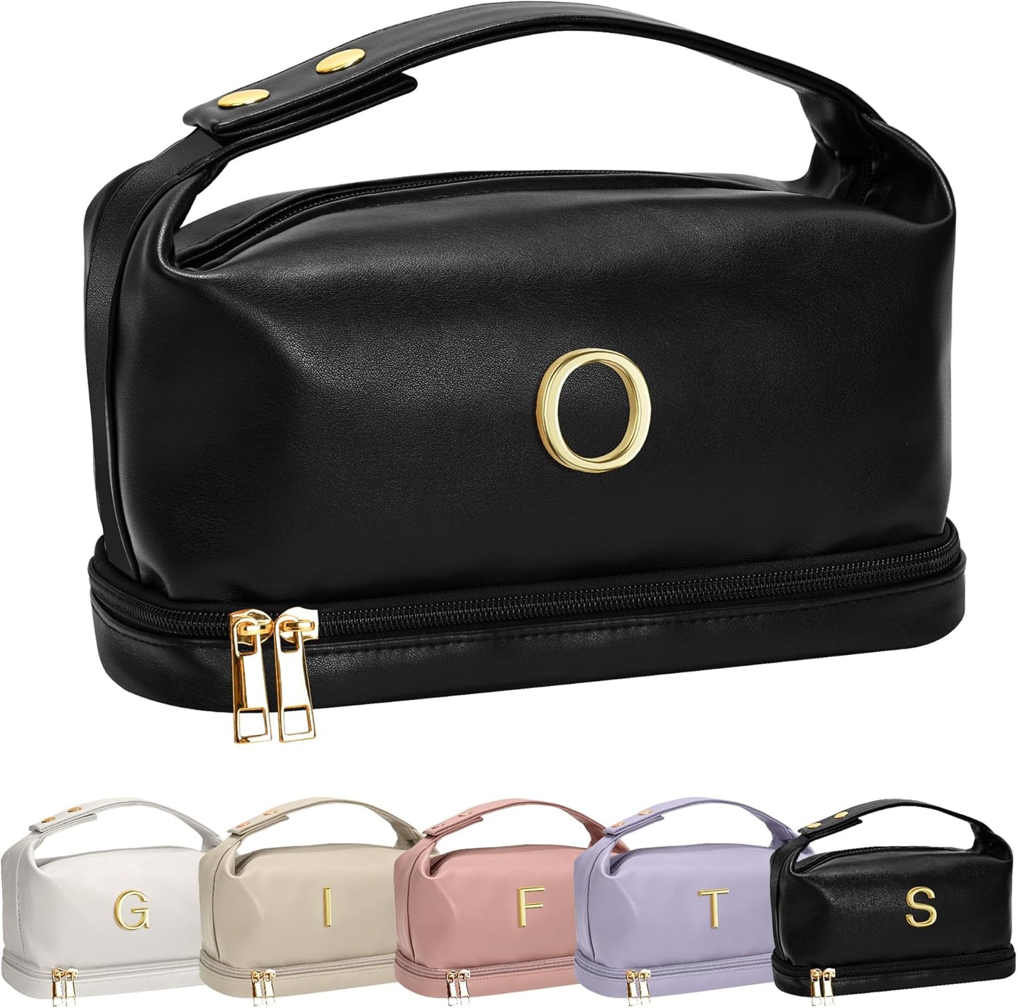 Initial Makeup Bag Personalized Bags with Handle, Gifts for Women In Their 20S Cosmetic Bag, Bridal