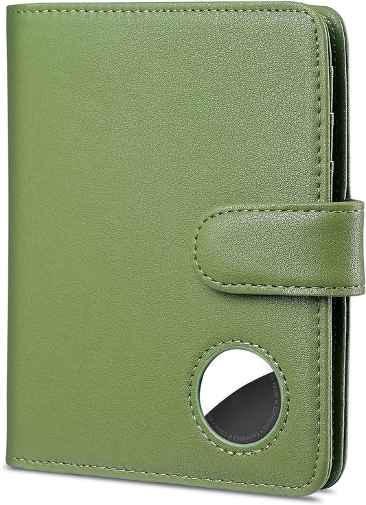Passport Holder for Travel with AirTag Holder- Leather RFID Blocking Travel accessories with 5 Cards Slot&1ID Window,Magnetic Closure,Gift Box(Air Tag Not Included)