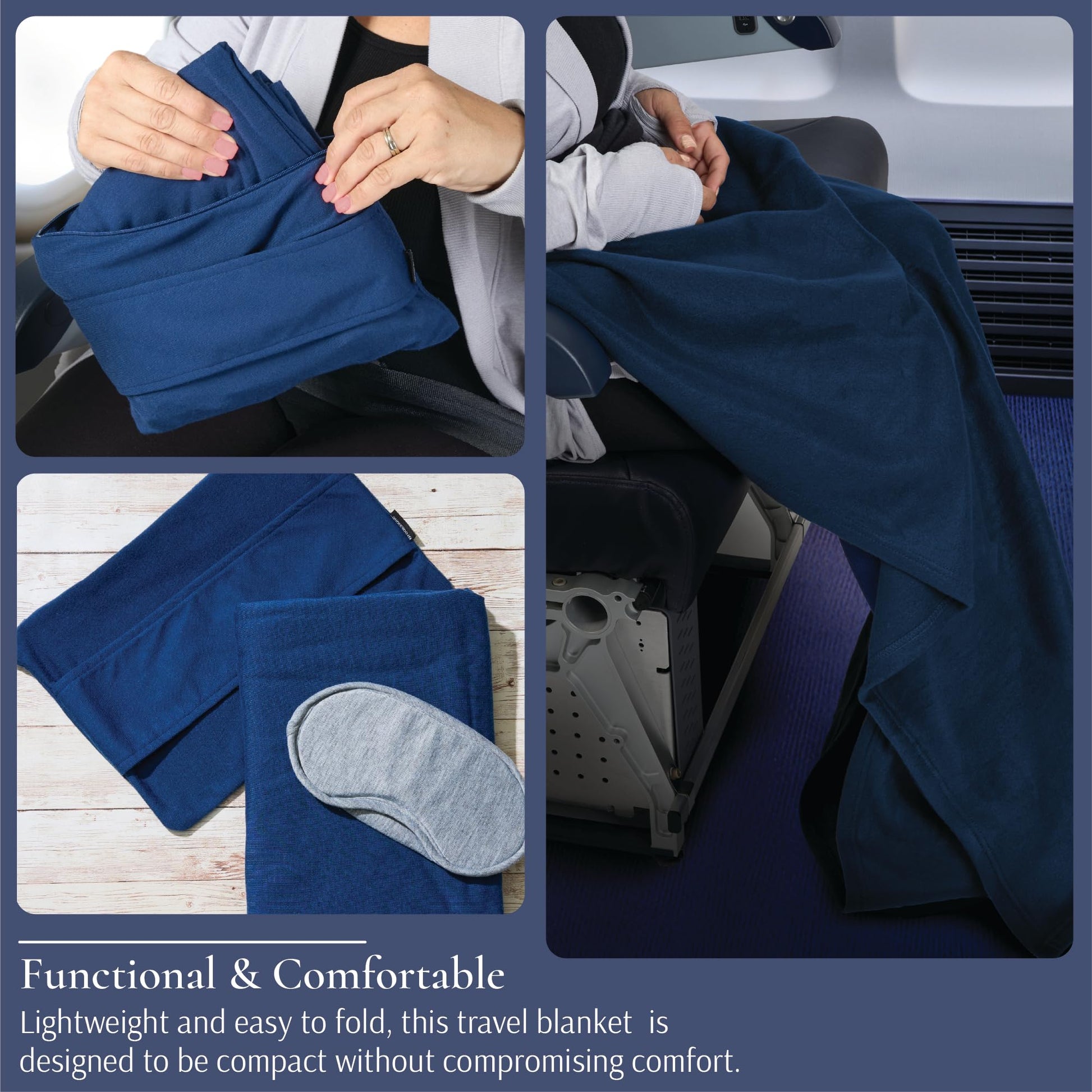 Brookstone Travel Blanket 2-in-1 Soft Throw with Carrying Pouch
