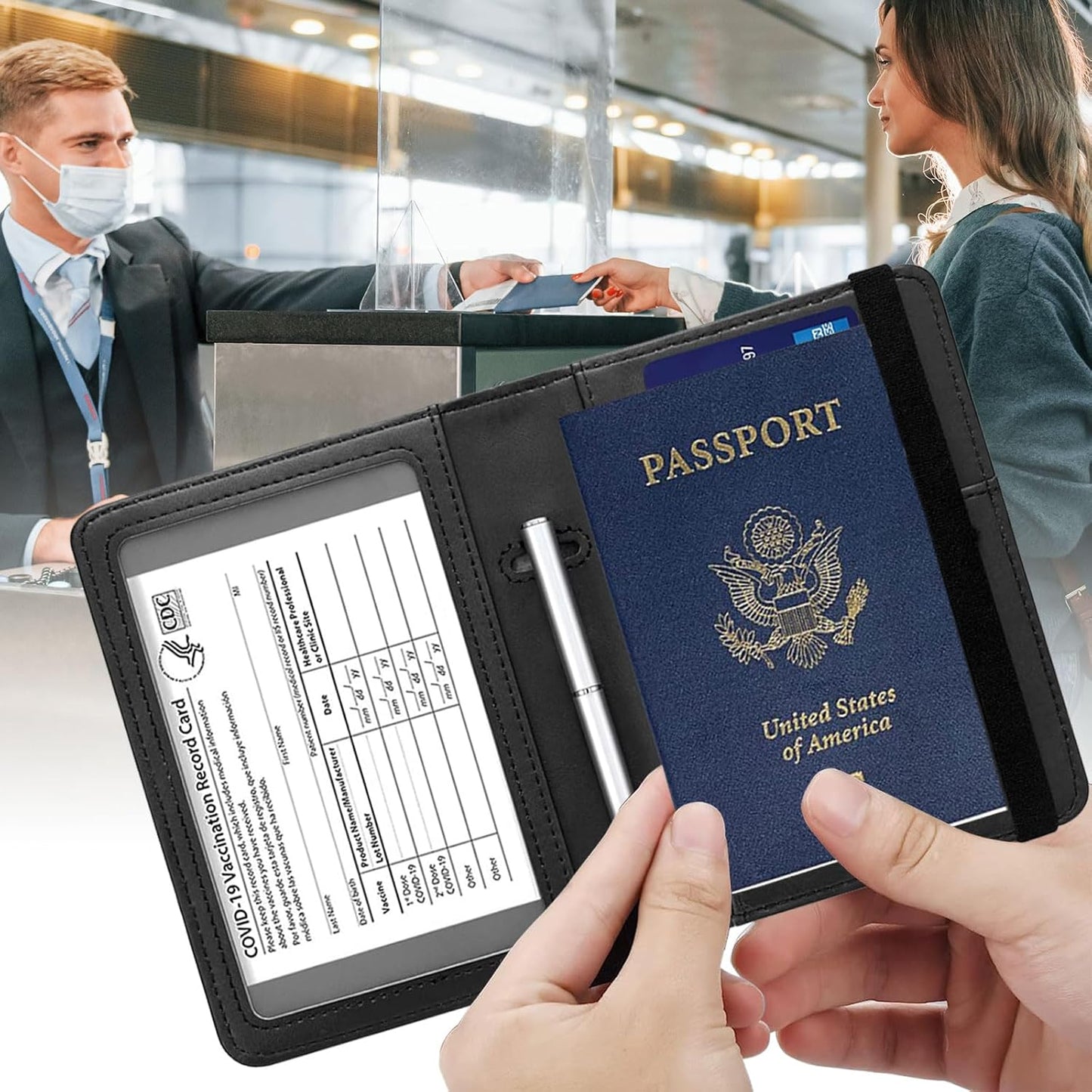 Passport Holder Cover Wallet Travel Essentials RFID Blocking Case Leather Passport Cover Wallet