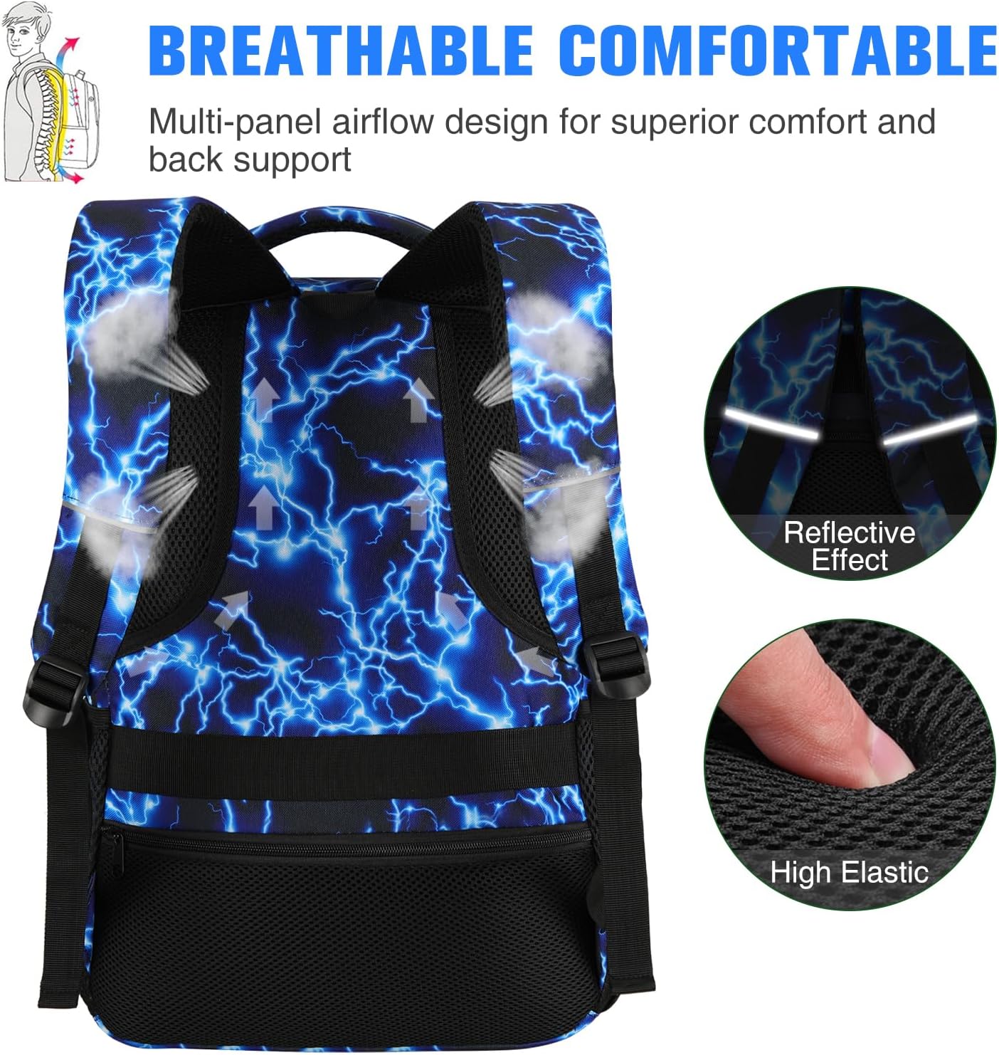 Paude Backpack for Men,15.6 Inch College Backpack School Bookbag for Teens,Laptop Bookbag with USB Port and Headphone Hole