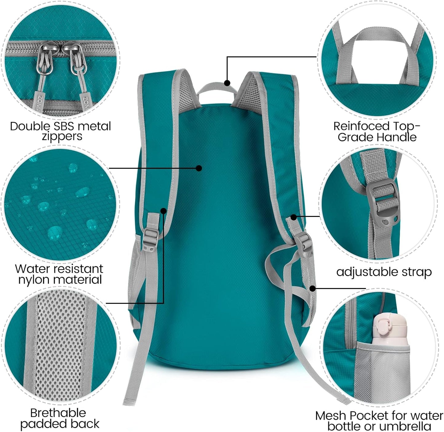 ZOMAKE Lightweight Packable Backpack 28L, Foldable Backpacks Water Resistant Collapsible Day Bag Light Daypack for Hiking