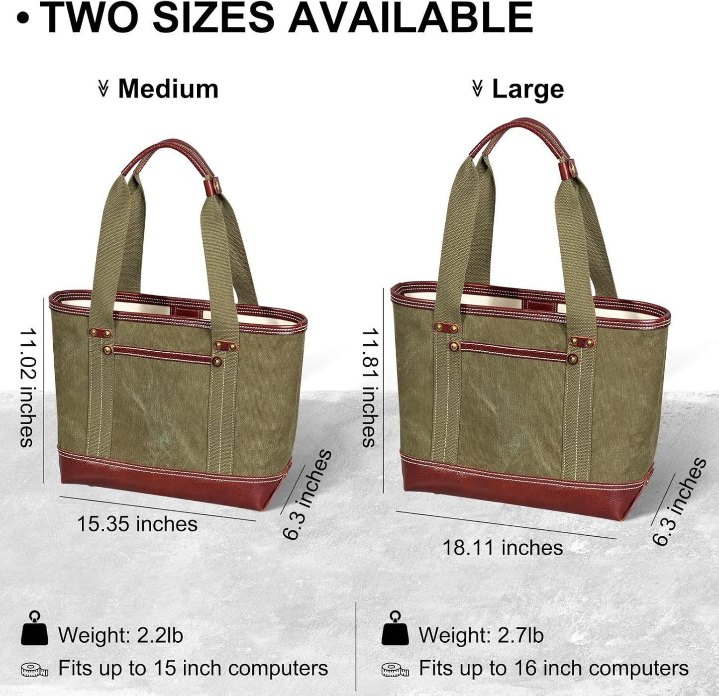 Tote Bag for Women, Canvas with Leather Handbag for Travel, Magnetic Closure,Inner Zipper Pocket