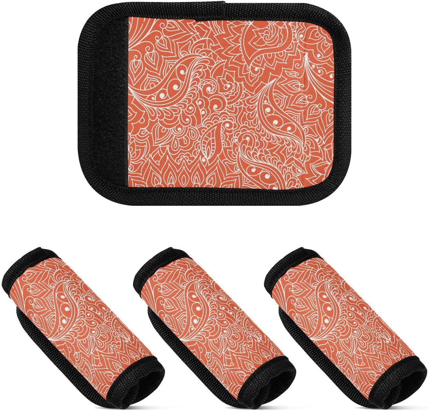 2 PC Luggage Handle Wrap Luggage Handle Covers Tags for Suitcase Bags Travel Luggage Handle Identifier Gripper Vintage Red Paisley