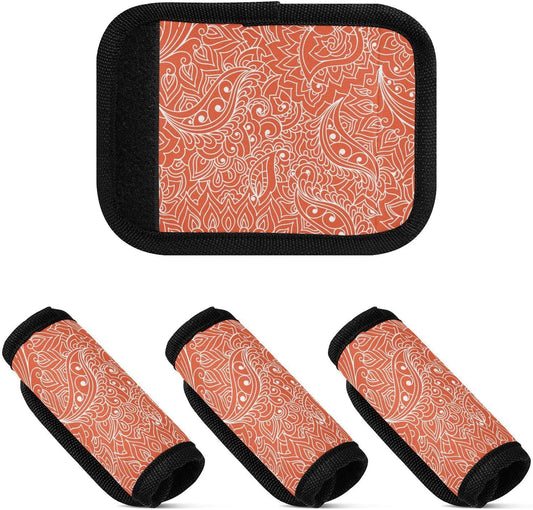 4 PC Luggage Handle Wrap Luggage Handle Covers Tags for Suitcase Bags Travel Luggage Handle Identifier Gripper Vintage Red Paisley