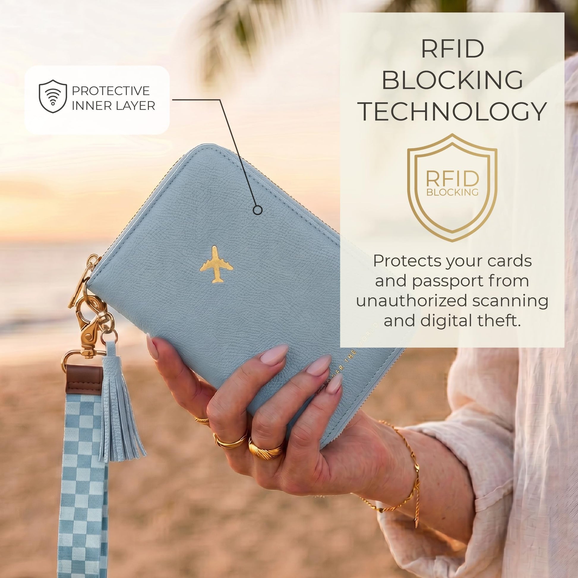 Beautiful Passport Holder And Travel Wallet with Wristlet Strap