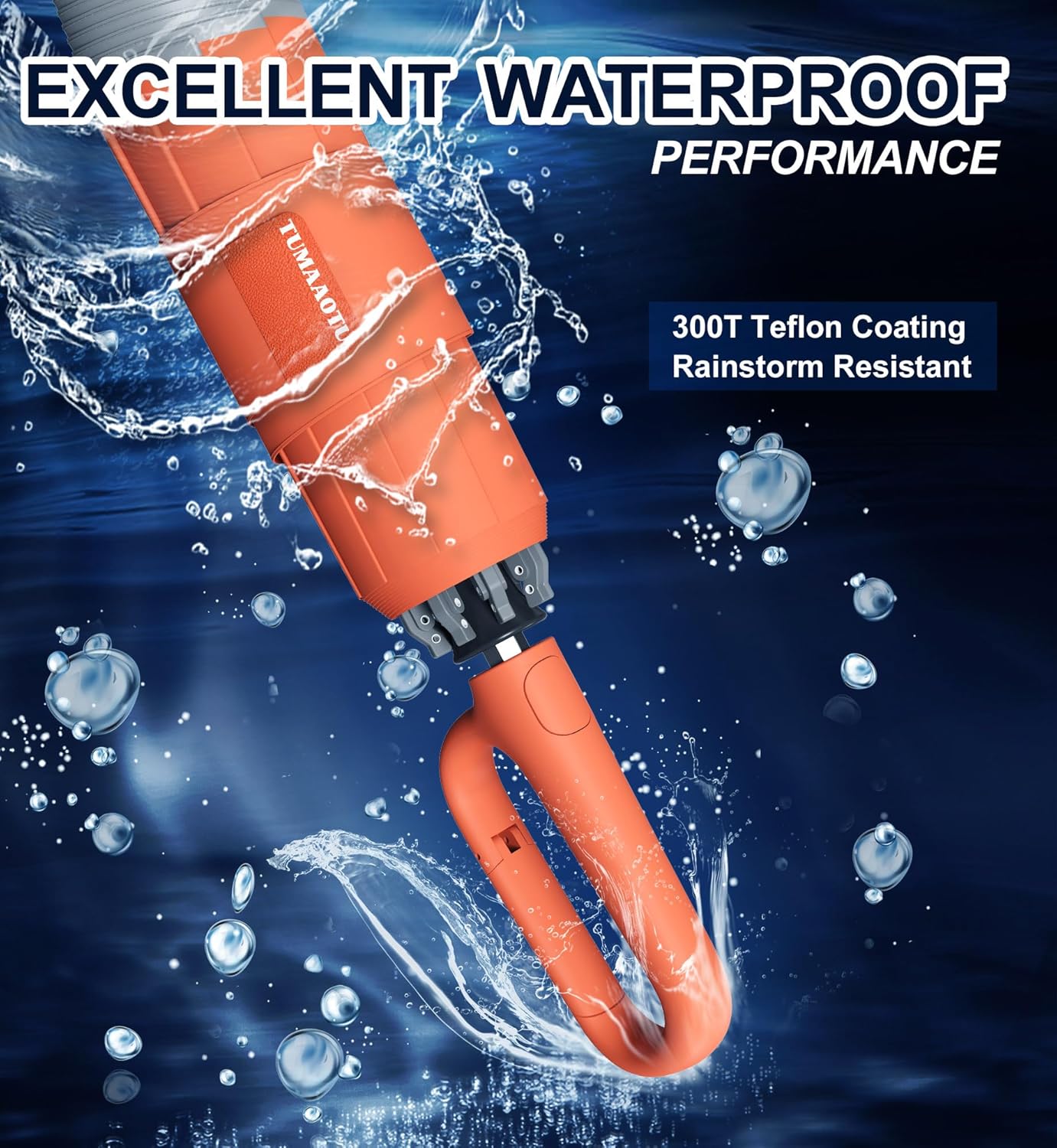 QWB TUMAAOTU Inverted Umbrella with Carabiner Handle, Wind Proof Umbrellas For Rain and Sun, 46 Inch Portable Reverse Folding UV Umbrella, Car Umbrella for Women Men, 10 Ribs
