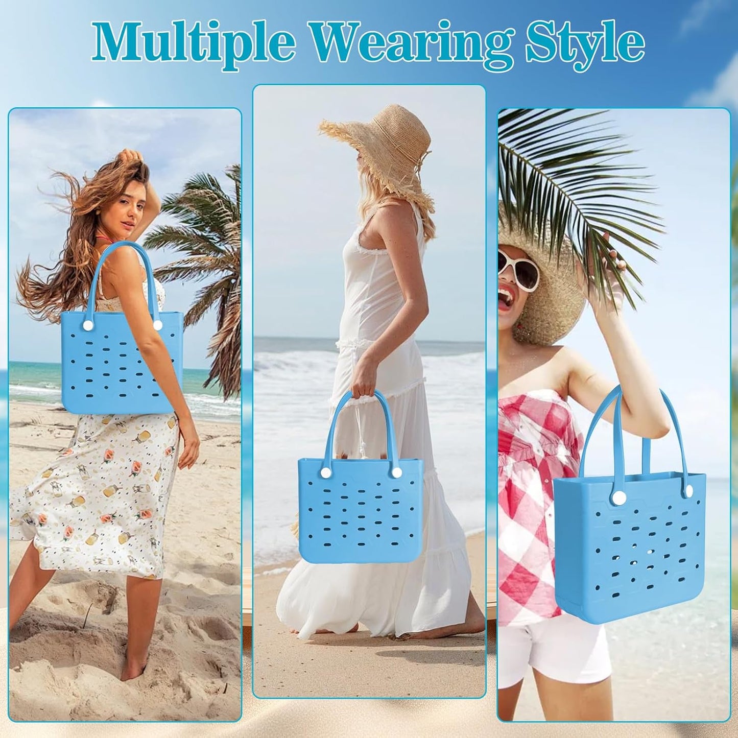 Medium Rubber Beach Bag for Men & Women, Large Capacity Rubber Travel Tote Bag for the Beach Boat Pool