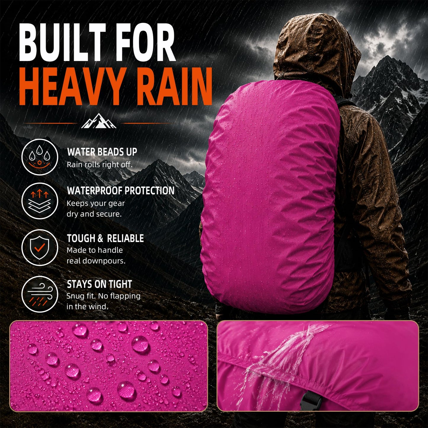 Frelaxy Waterproof Backpack Rain Cover, Pack Covers for Hiking, Travel