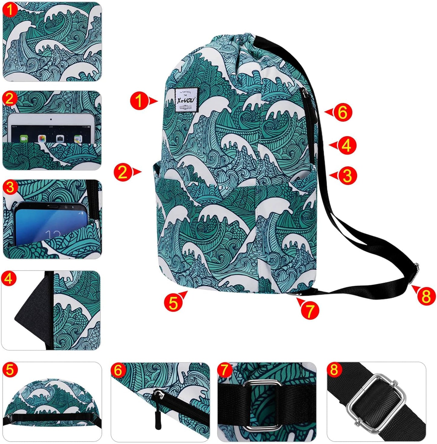 XEYOU Drawstring Sports Backpack Lightweight Gym Yoga Sackpack Shoulder Rucksack Casual Outdoor Daypack for Women and Men