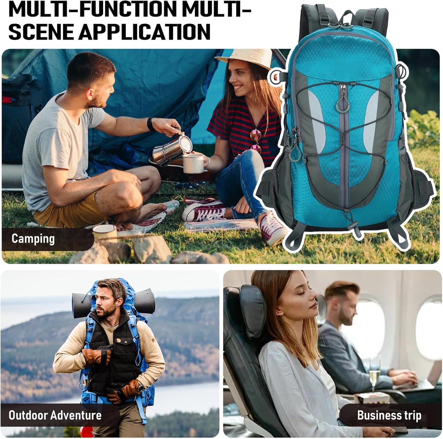 30L Hiking Backpack, Waterproof Outdoor Bag, Travel Camping Men'S And Women'S Sports Backpack (Blue)