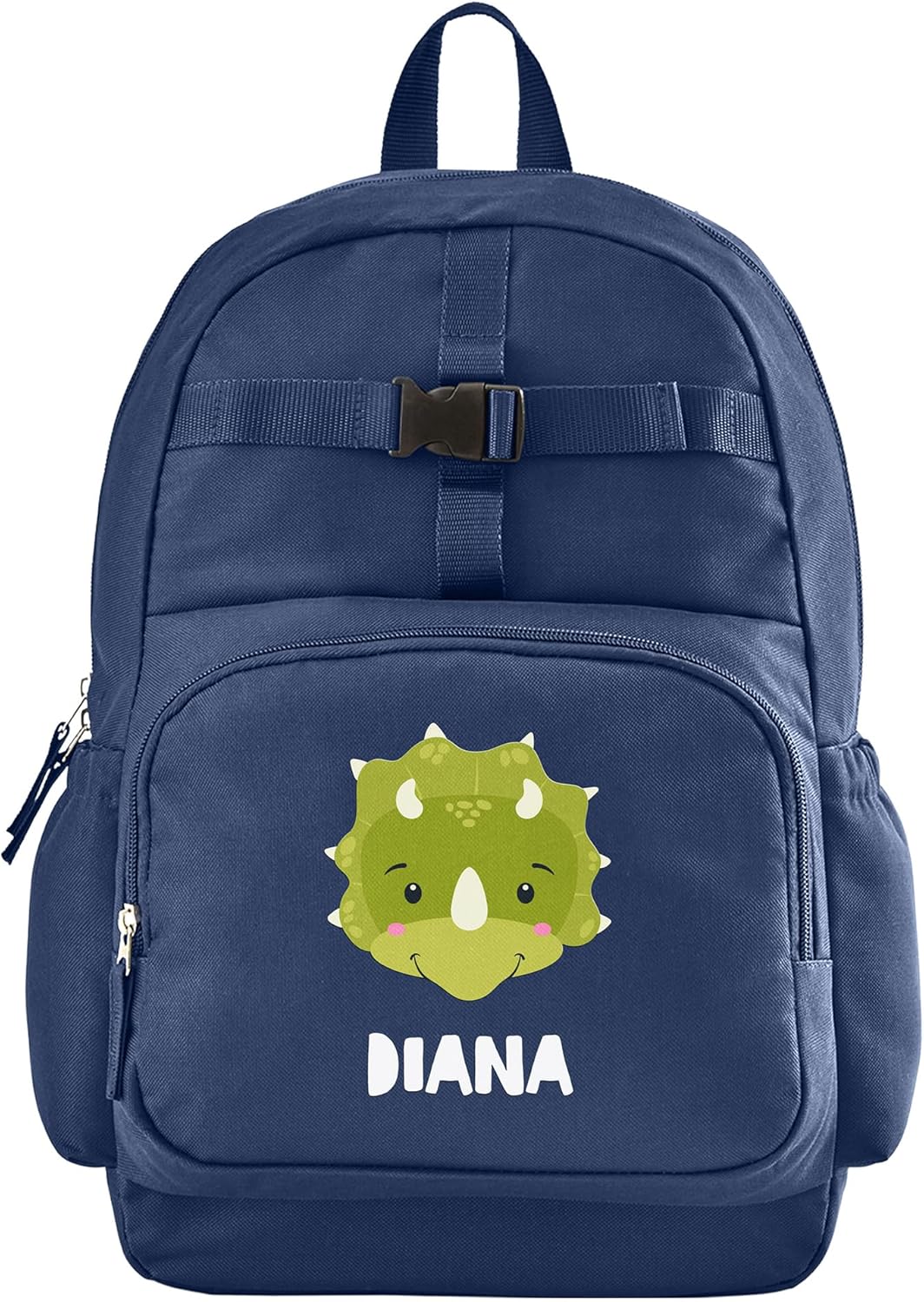 Let's Make Memories Personalized Kids Backpack - Backpack for School - For Animal Lovers - Back to School - Bookbag - Matching Lunchbox/Water Bottle Sold Separately - Navy - Dinosaur