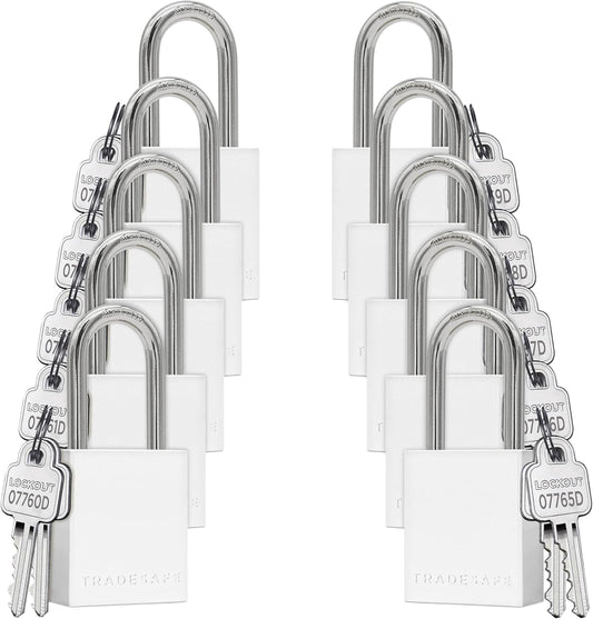 TRADESAFE Lockout Tagout Locks Set - 10 Silver Aluminum Loto Locks, Keyed Different Lock Out Tag Out Padlocks, 2 Keys Per Lockout Padlock, OSHA Compliant