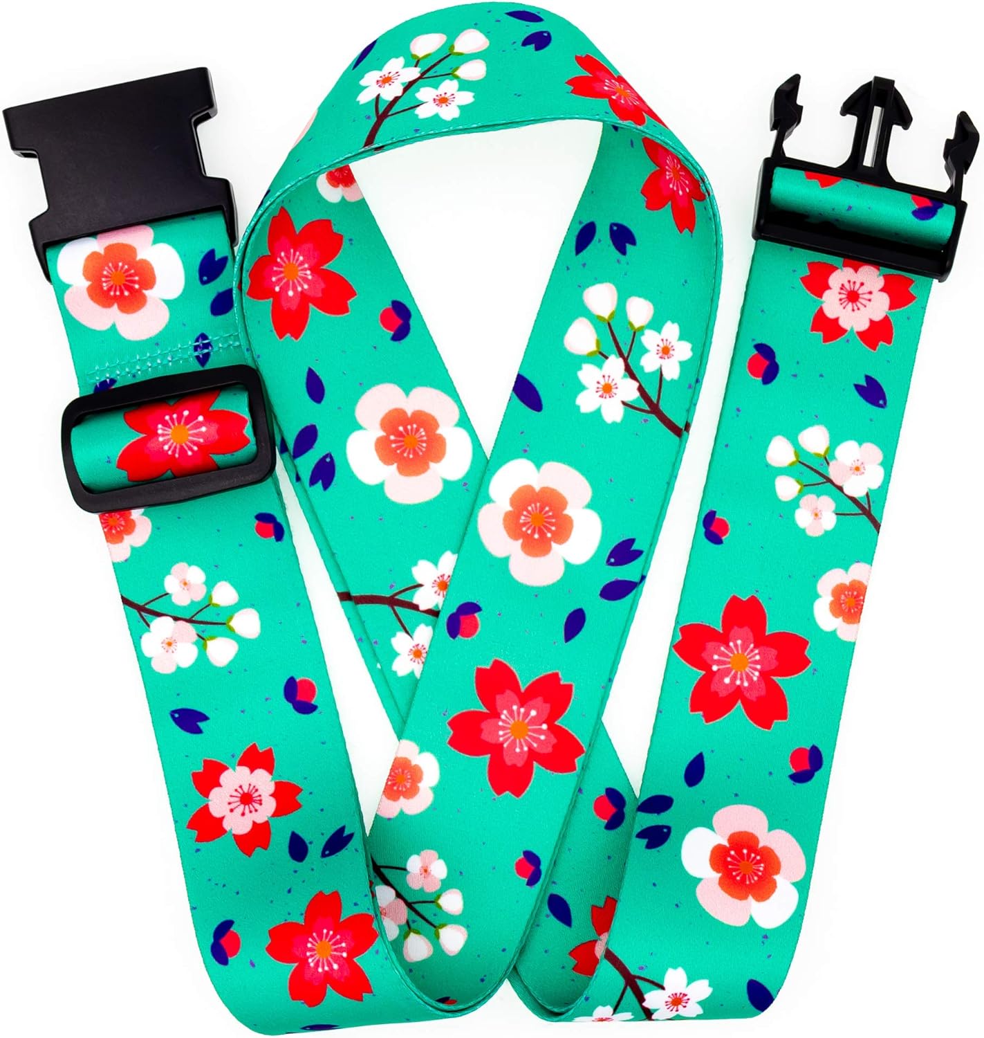 Teeoff Luggage Straps Suitcase Belts Travel Bag Accessories Adjustable 220CM (Sakura Mint - 2 Pack)