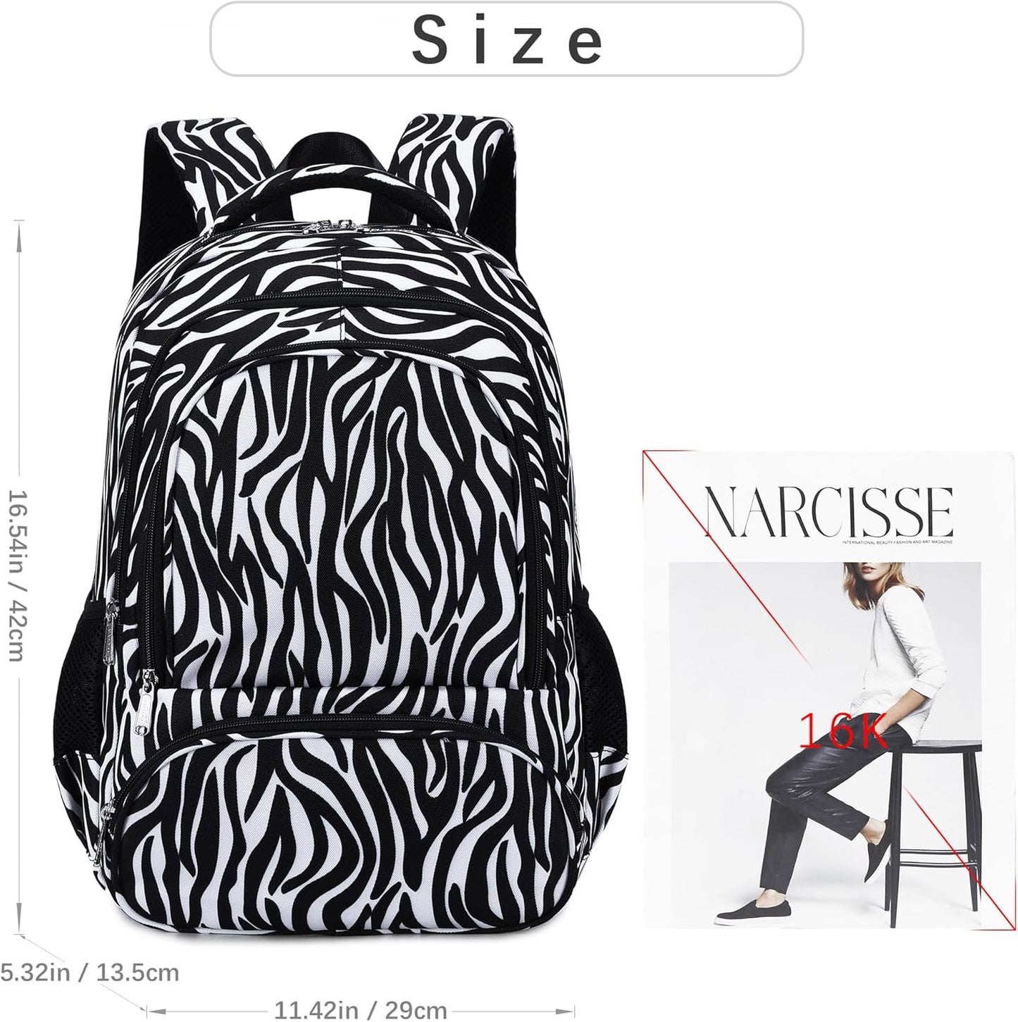 abshoo Lightweight Kids Backpack For School Teen Girls Bookbag Kindergarten Elementary School Bags (Zebra Black)