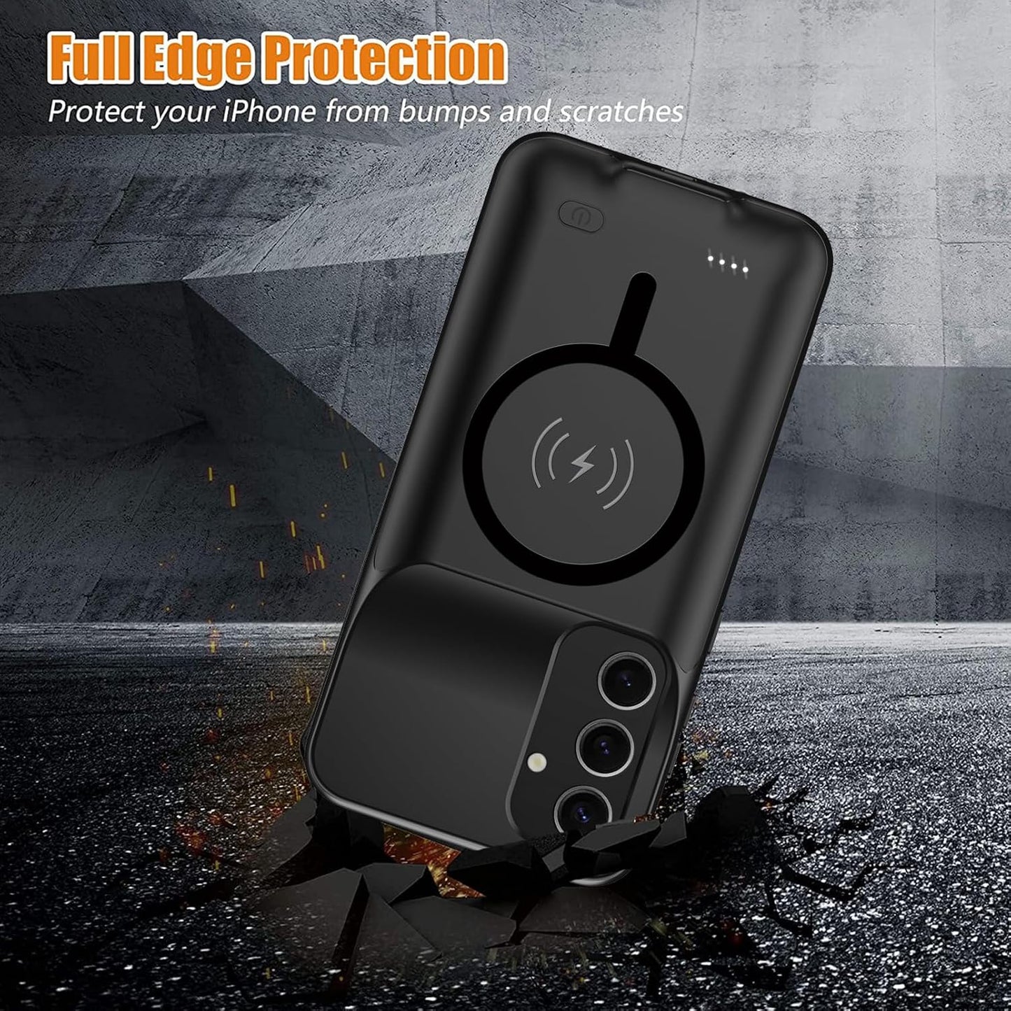 Battery Case for Galaxy S23 Plus,[12000mAh]Large capacity Slim Portable Protective Fast Charging Case Battery Case Compatible with Galaxy S23 Plus(6.6inch) Wireless Charging Case with Carplay-Black
