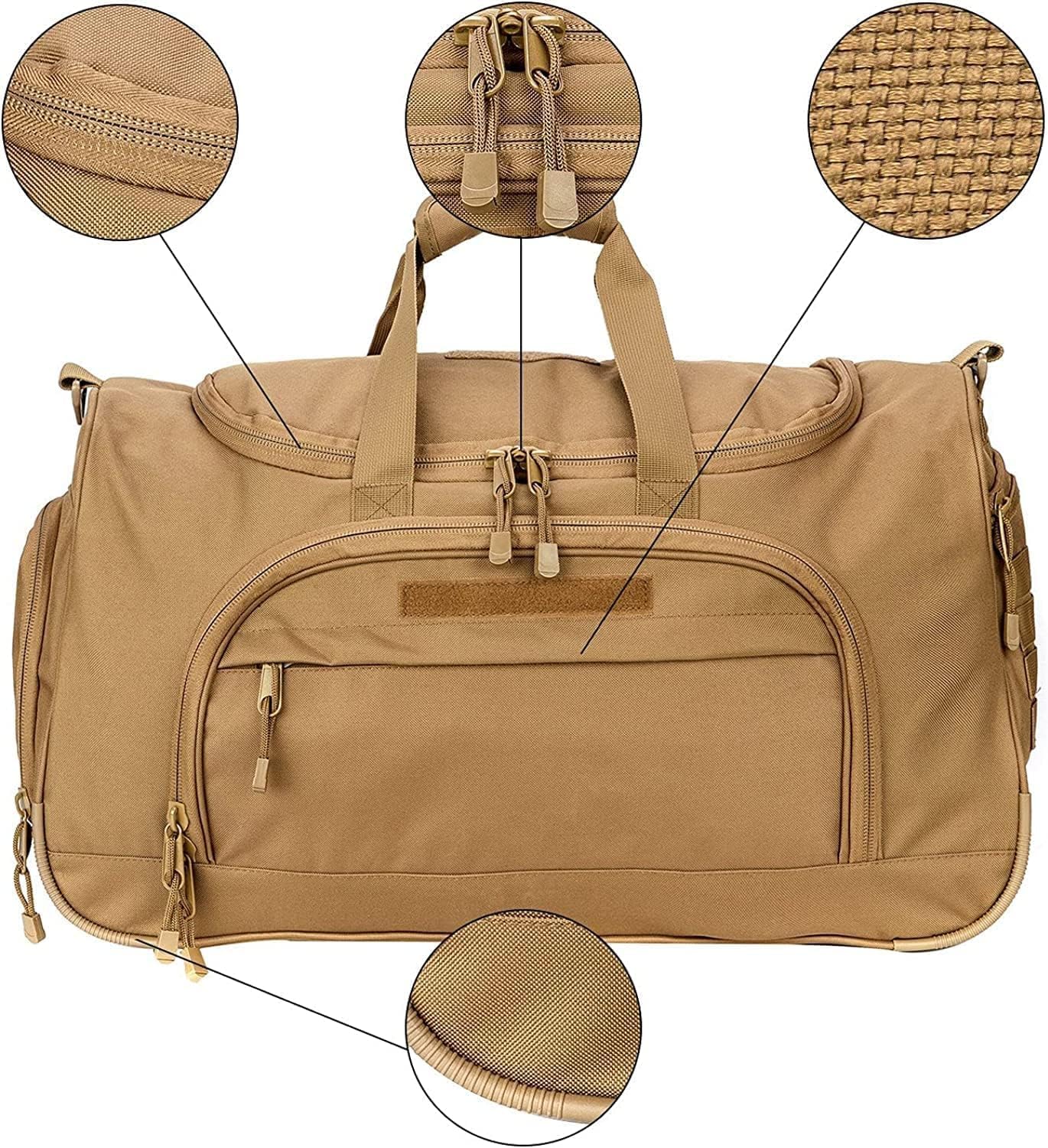 HYKING Gym Bag for Women & Men Tactical Duffle Military Weekender Work Out Lightweight Waterproof Sports Tote Shoe Pocket Tan