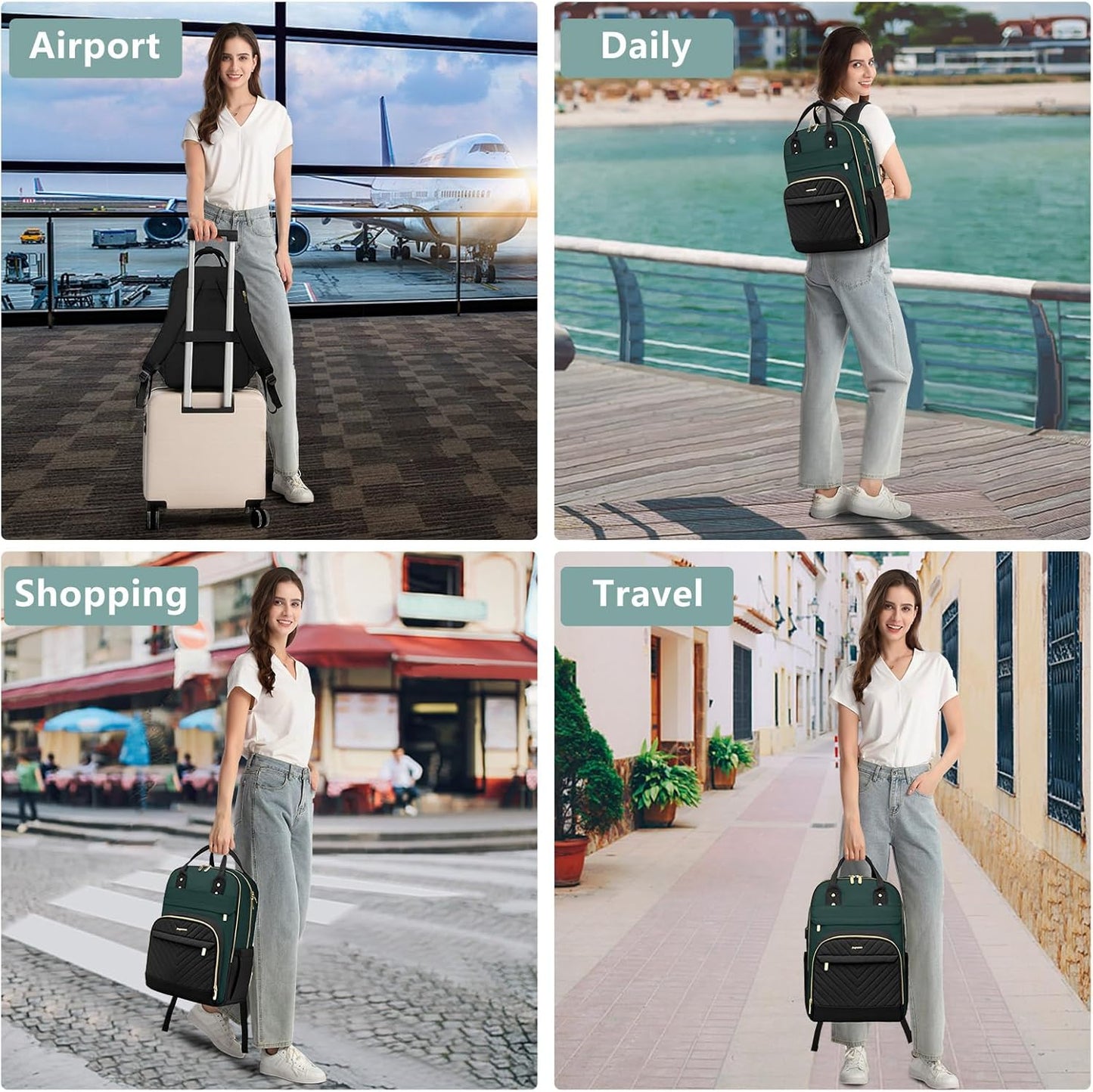 Laptop Backpack for Women Work Bag - 15.6 inch Travel Backpack with USB Charger College Bookbag