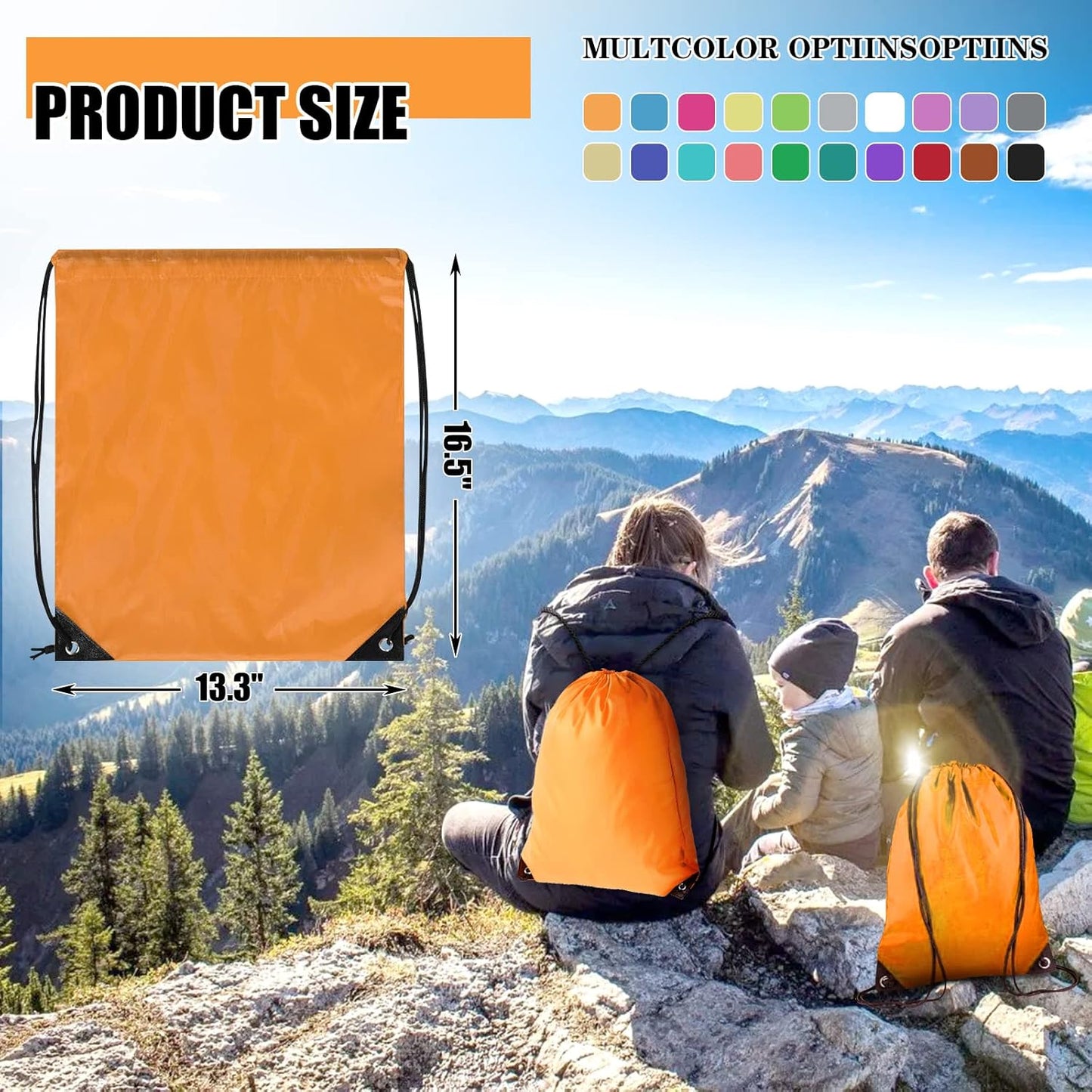 40 Pieces Drawstring Backpack Bulk Cinch Sackpack Ployster Drawstring Bags for Gym Party Trip(Orange)