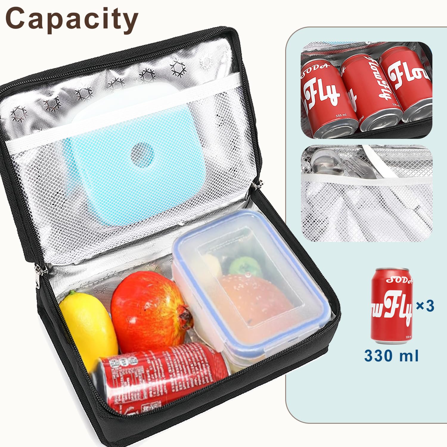 FlowFly Small Insulated Lunch box Portable Soft Bag Mini Cooler Thermal Meal Tote Kit with Handle