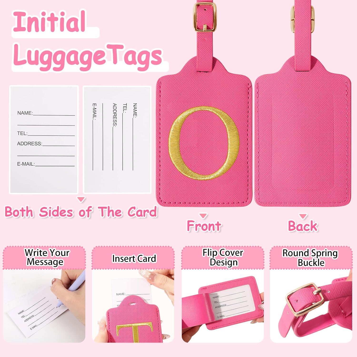 Initial Letter Luggage Tags for Suitcases, Personalized Embroidered Letter Luggage Bag Suitcase