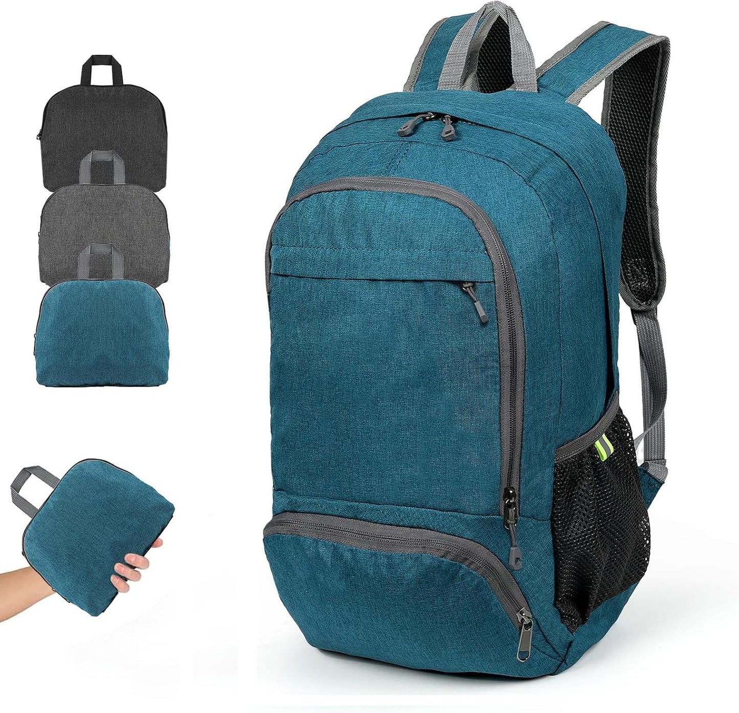 TANTOMI Small Hiking Backpack 25L Ultralight Foldable Camping Backpack Breathable Travel Backpacks Hiking Daypack for Men Women(Teal Blue)