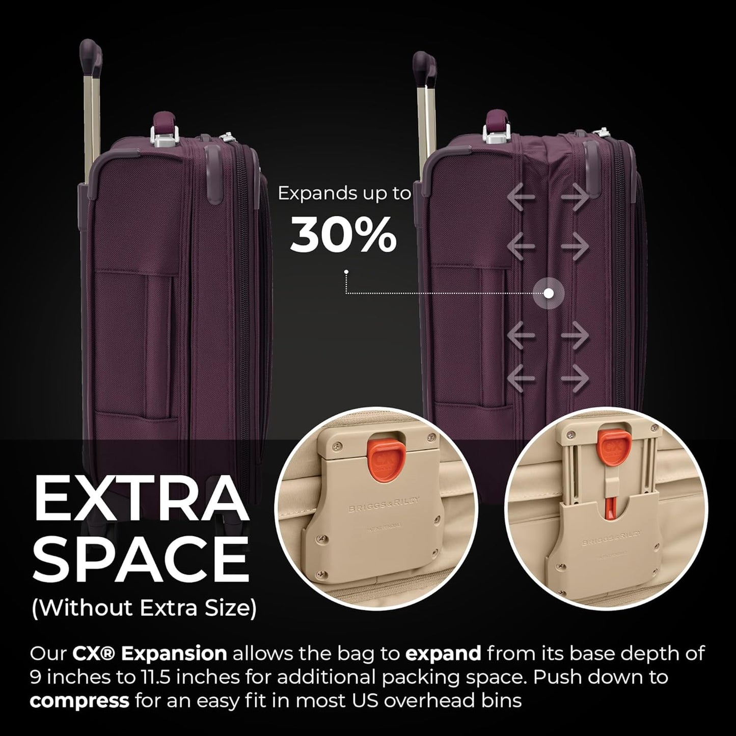 Briggs & Riley 21" Global Carry On Expandable Spinner - Luggage for International Travel, Suitcases