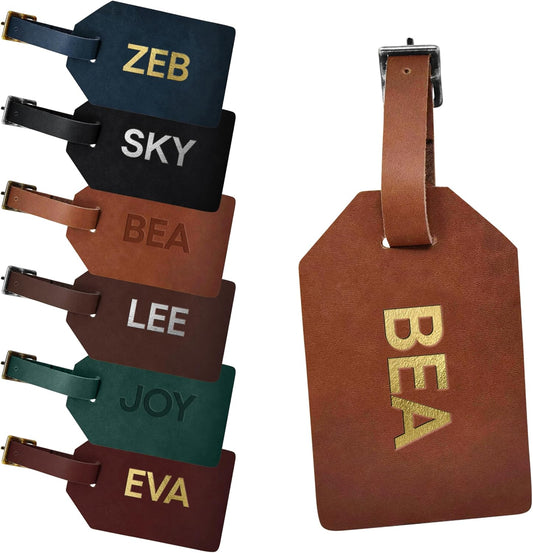 Northwind Custom Leather Luggage Tag – Personalized Monogram Travel Bag Tag, Handmade Premium Leather with Secure Strap, Unique Durable Travel Accessory Gift for Him and Her – Made in USA