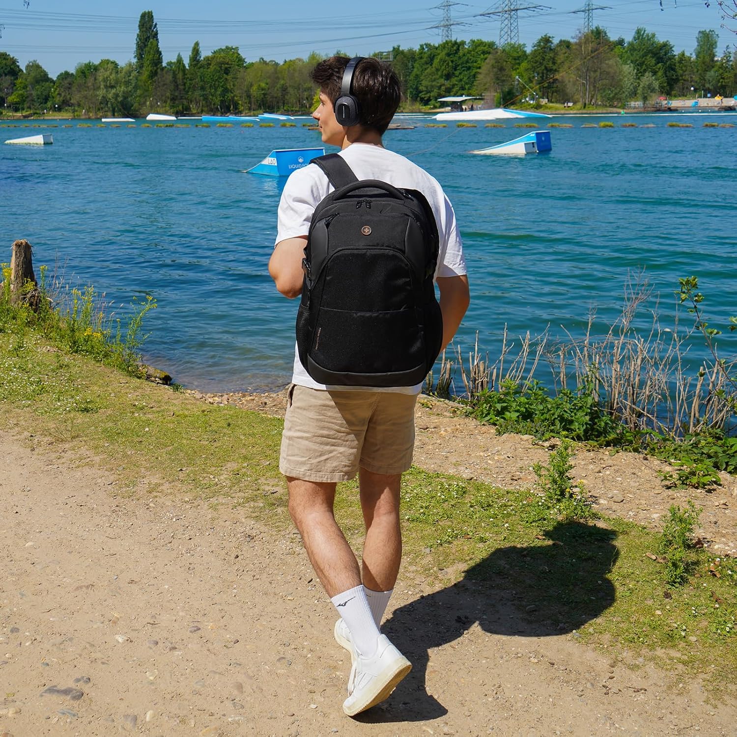 Swissdigital Design Travel Laptop Backpack, 35L Expandable Large College Laptops Backpack with USB