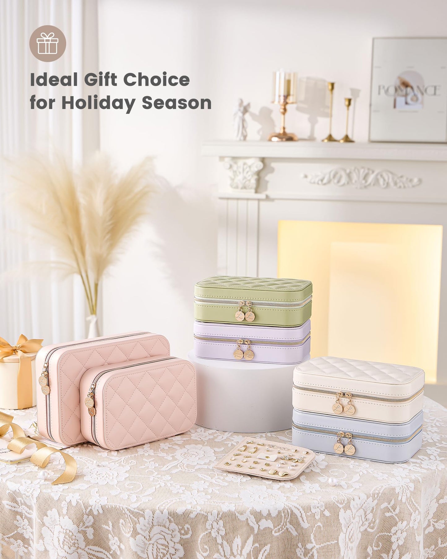 Lolalet Travel Jewelry Case for Women Girls, Travel Jewelry Organizer with Clear Storage Bag Small