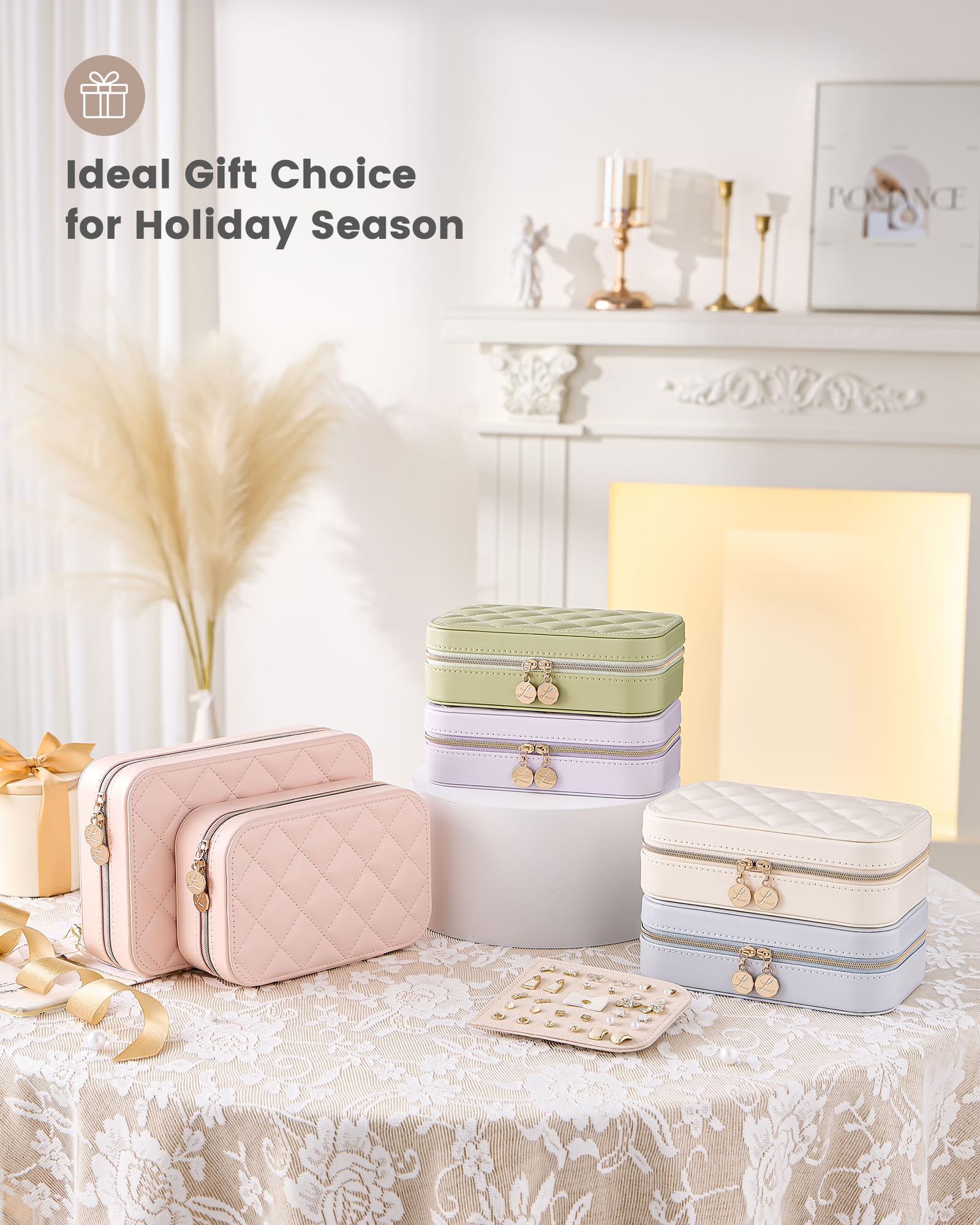 Lolalet Travel Jewelry Case for Women Girls, Travel Jewelry Organizer with Clear Storage Bag Small