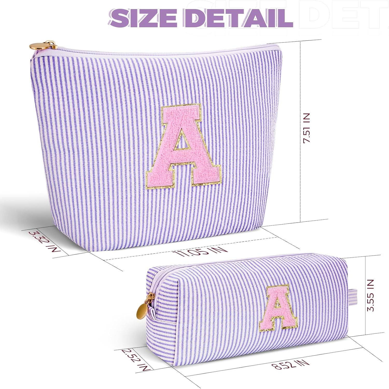 Makeup Bag Set Initials Cosmetic Bag,Birthday Graduation Gifts for 10 11 12 13 14 15 16 17 18 Years