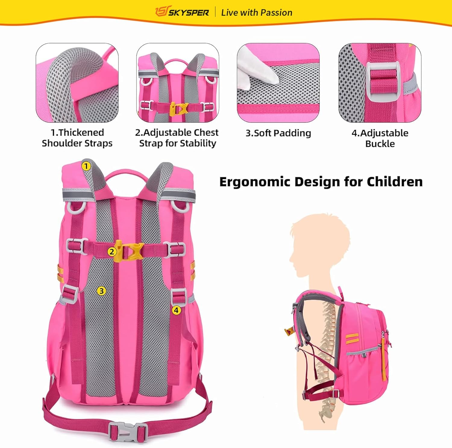 SKYSPER Kids Backpack 18L Children School Bag Child Boy Girl Pack Ages 4-8 for Traveling Day Trips