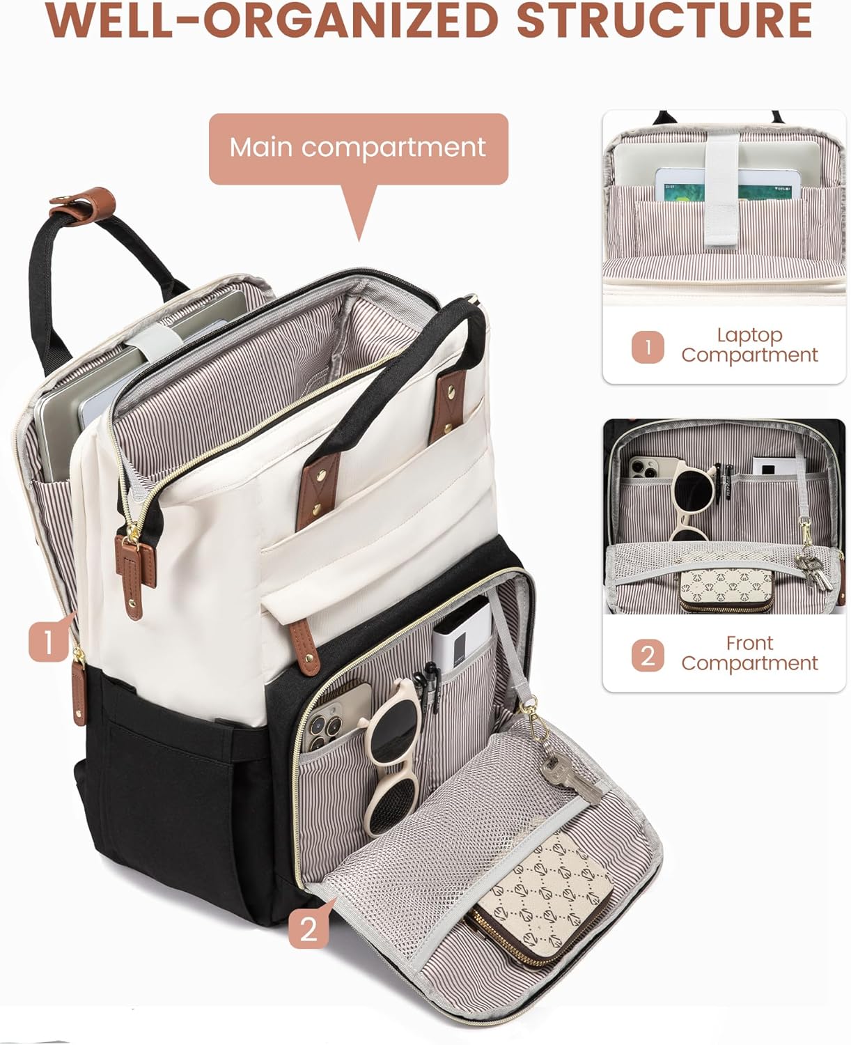 LOVEVOOK Laptop Backpack for Women, 15.6'' Waterproof Nurse Bag Teacher Work Backpack Purse for