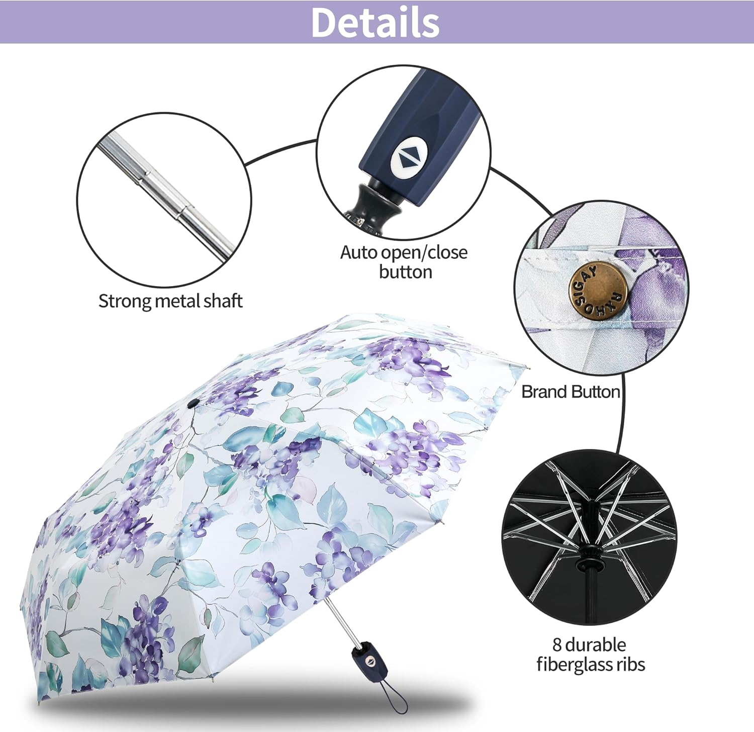 Color Coated Sun Umbrella UV Protection Compact Folding Windproof Parasols Travel Auto Open Close