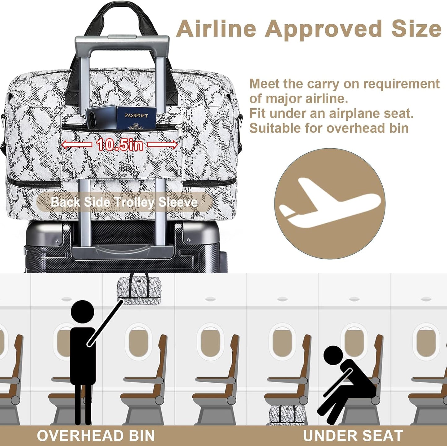 IBFUN Weekender Bags for Women, Travel Duffle Bag with Shoe Compartment Carry on Weekender Overnight Duffel for Weekend Travel Business Trip 3PCS