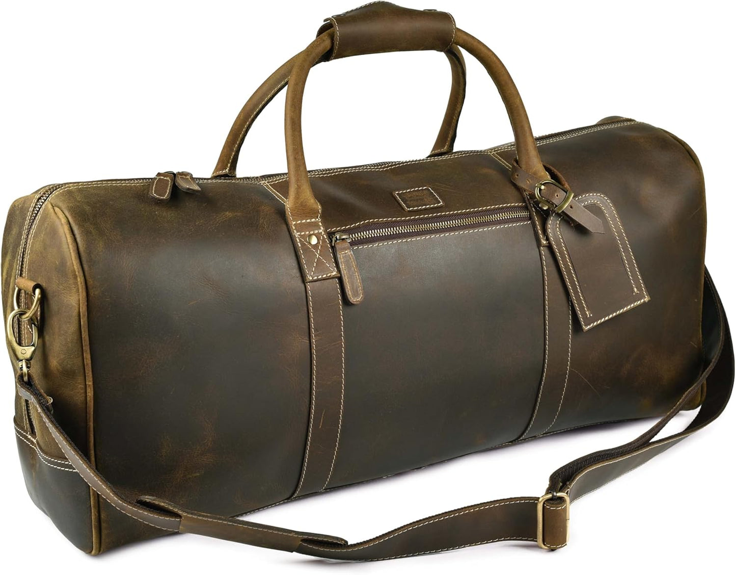Leather Village Premium Leather Duffel Bags for Men & Women-Stylish Travel Weekender Carry-On